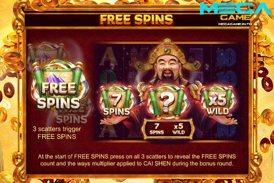 ฟีเจอร์ Free Spins Cai Shen 168