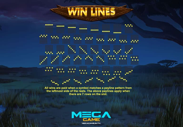 Paylines Wild Cats Multiline 7 rows